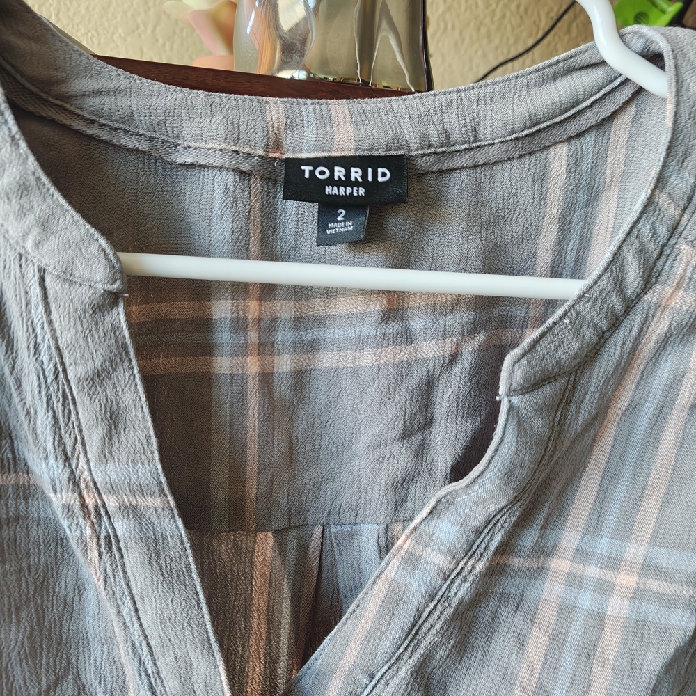 Torrid Gray Plaid Blouse